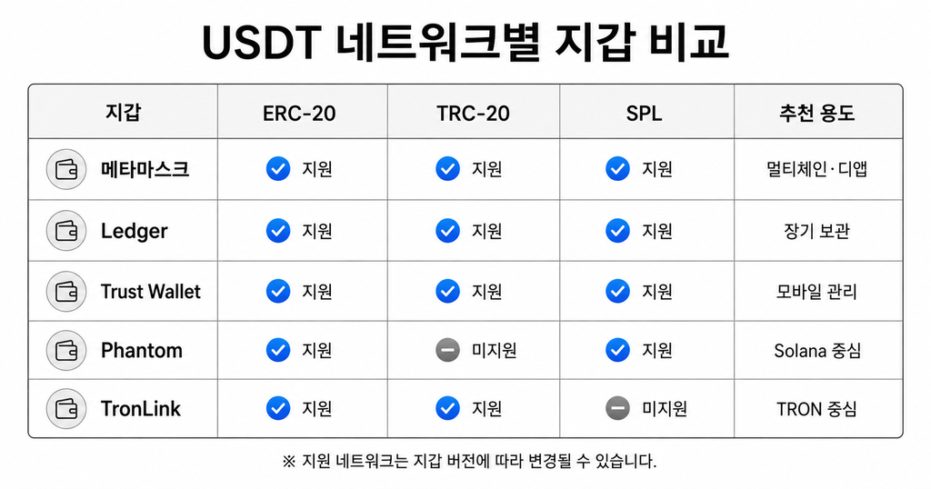 테더 지갑 비교