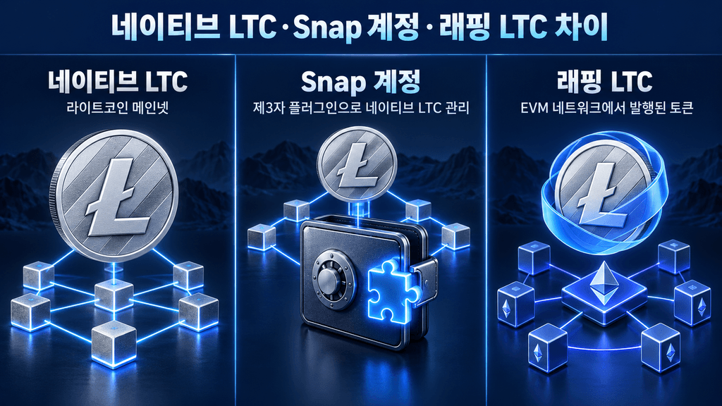 네이티브 LTC와 MetaMask Snap 계정 및 래핑된 LTC의 차이
