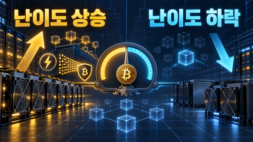 비트코인 채굴 난이도 상승과 하락에 따른 변화