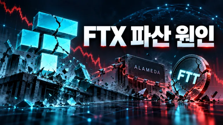 FTX 거래소와 알라메다 및 FTT의 관계를 표현한 FTX 파산 원인 이미지