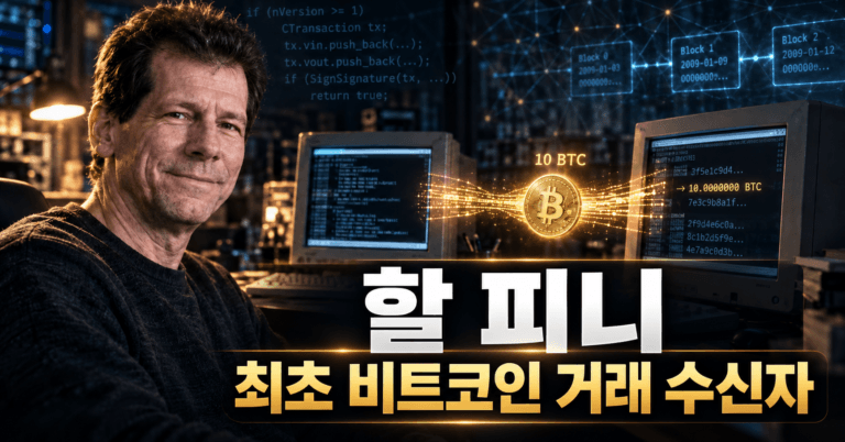 최초 비트코인 거래 수신자 할 피니와 10BTC 전송