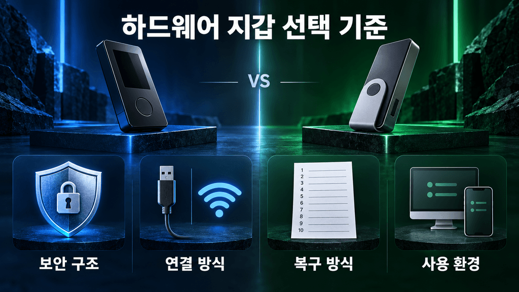 하드웨어 지갑 선택 시 확인할 보안 연결 복구 사용 환경