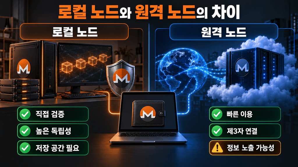 모네로 로컬 노드와 원격 노드의 차이 비교