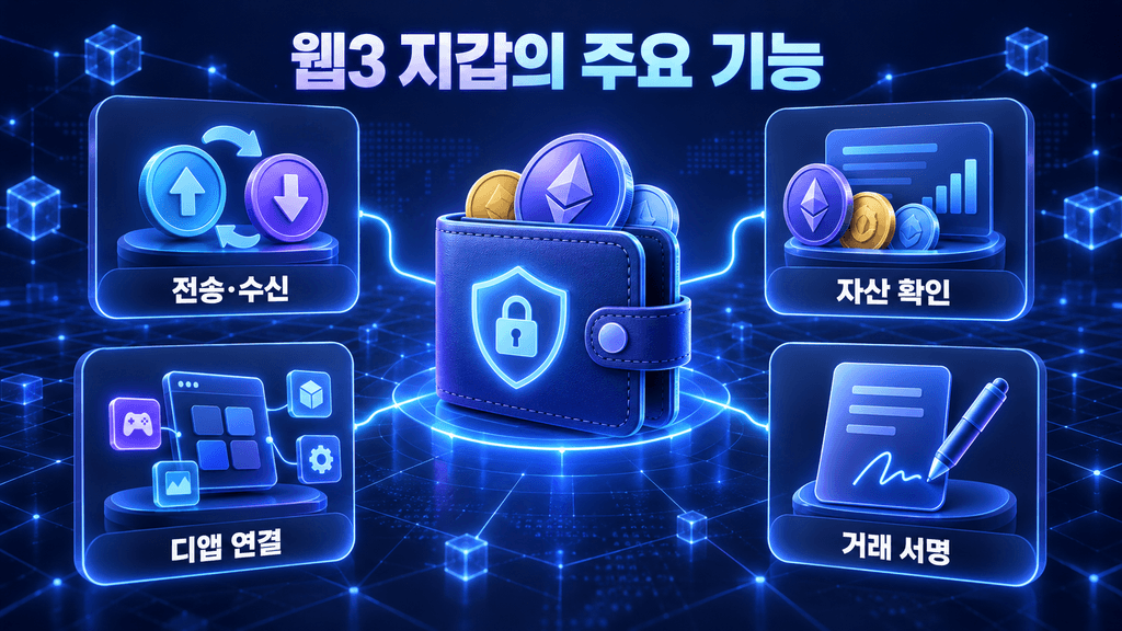 웹3 지갑의 암호화폐 전송과 자산 확인 및 디앱 연결 기능