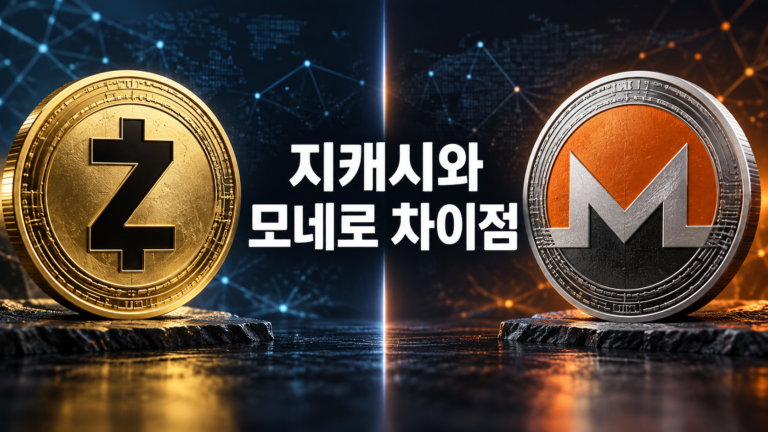 지캐시와 모네로 차이점을 비교한 대표 이미지